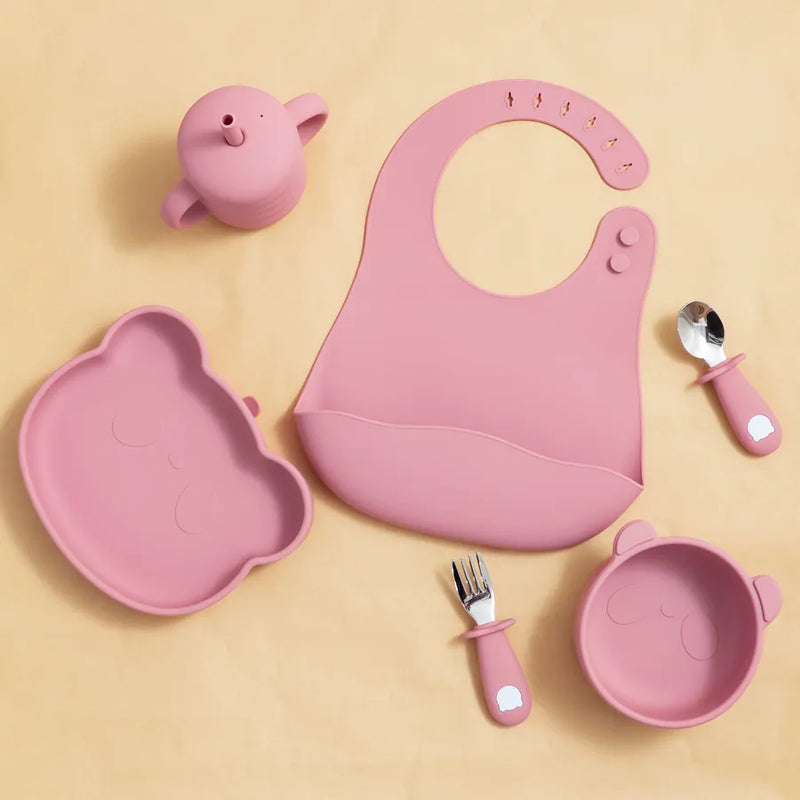Conjunto garfo e colher para bebê sem BPA alça em silicone